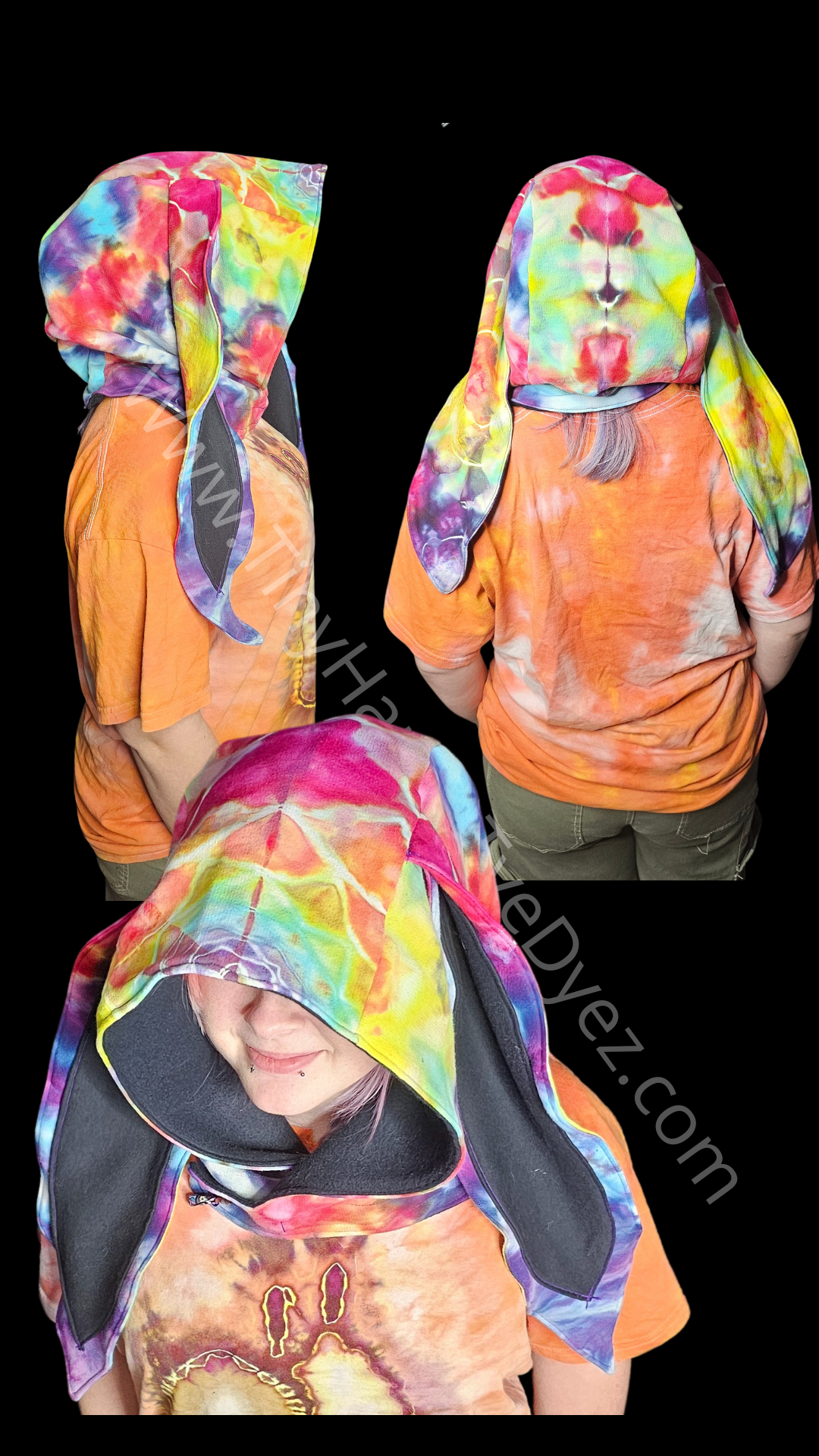 Ice dye Bunny Hood