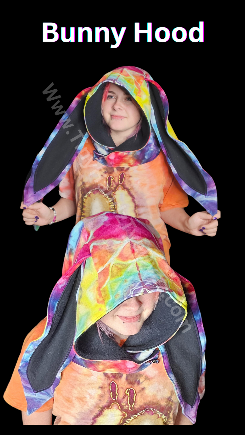 Ice dye Bunny Hood