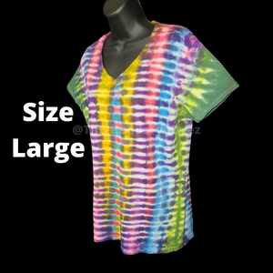 Ladies CRT colour meld Tie dye vneck