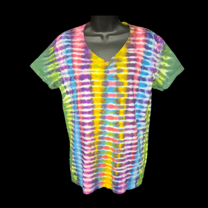 Ladies CRT colour meld Tie dye vneck